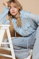 POL:  KNIT & JEAN HOODED SWTR JKT