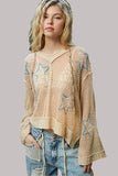 POL:  STAR IMPRINT CROCHET HOODED SWTR