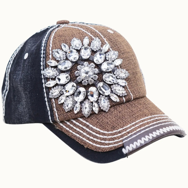 OLIVE & PIQUE:  SUNFLOWER BEJEWEL 2 TONE CAP