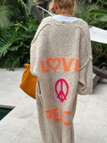 ROSA:  LOVE & PEACE LONG CARDIGAN
