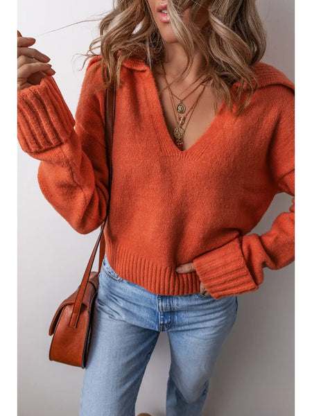 LITTLE DAISY:  V NECK RIBBED TRIM SWEATER