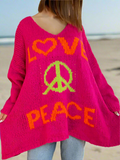 ROSA:  LOVE PEACE V NECK OVERSIZE SWEATER