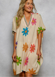 SALE POL:  SHORT PRINT V NECK COVERUP