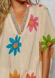 SALE POL:  SHORT PRINT V NECK COVERUP