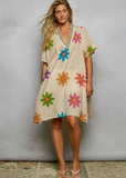 SALE POL:  SHORT PRINT V NECK COVERUP