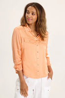 XCVI WEARABLES:  SEDGWICK SATIN SNAP UP TOP