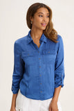 XCVI WEARABLES:  SEDGWICK SATIN SNAP UP TOP
