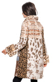 ADORE:  MIXED MEDIA DENIM FAUX FUR TRIM COAT