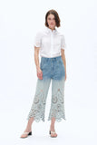 BAYEAS:  HI RISE LACE EMBROIDERED EYELET JEAN