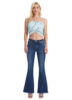 BAYEAS:  HI RISE FLARE JEAN/FRAYED HEM