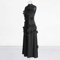 SANYAO:  LONG HANDMADE 3D FLORAL DRESS