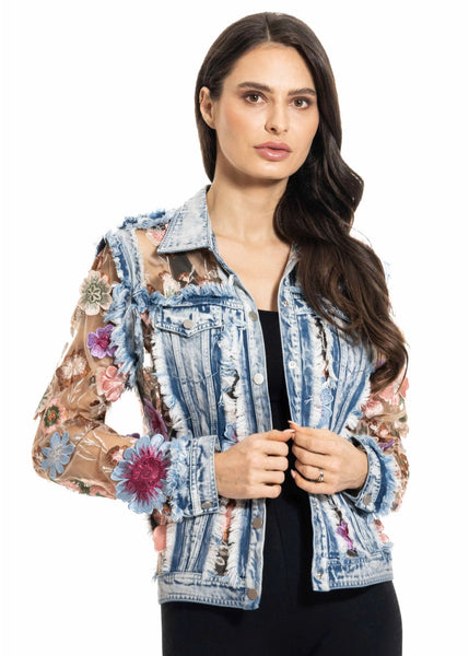 ADORE:  DENIM & LACE EMBROIDERED JKT