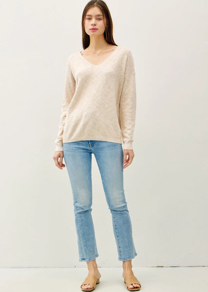 BE COOL:  V NECK COTTON SLUB SWEATER
