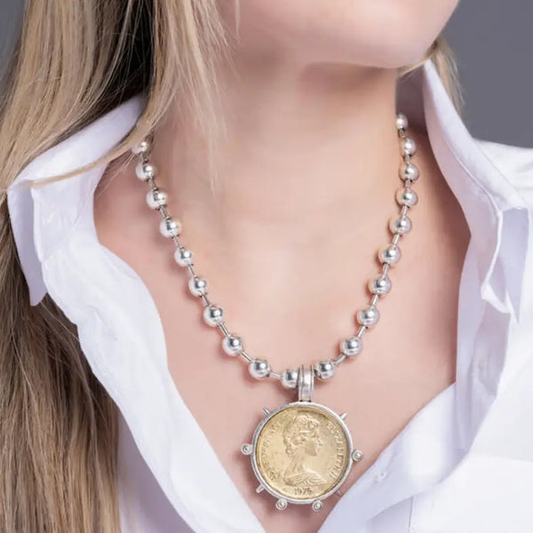 YOCHI:  BIBA BEAD NECK/LGE PENDANT