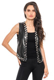 ADORE:  VEGAN LEATHER VEST/SILVER DETAIL