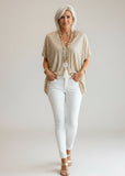 SALE NINEXIS:  S/S V NECK LOOSE SEQUIN TOP