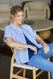 MODODOC:  1/2 SLV BUTTON FRONT STRIPE TOP