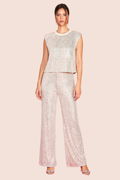 SKIES ARE BLUE:  SEQUIN SEMI FLARED PANT