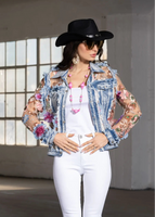 ADORE:  DENIM & LACE EMBROIDERED JKT