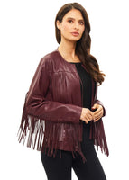 ADORE:  VEGAN LEATHER FRINGE JACKET