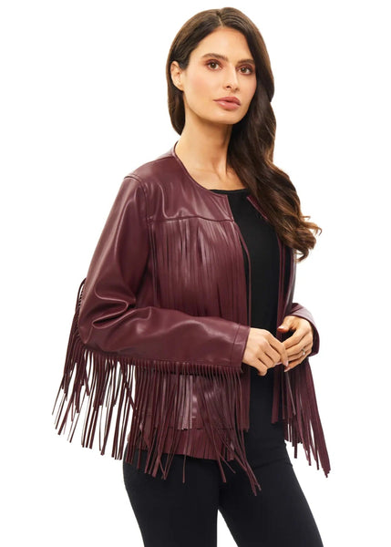 ADORE:  VEGAN LEATHER FRINGE JACKET