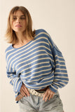 PROMESA:  STRIPE WIDE NECK SWEATER
