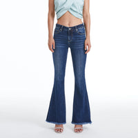BAYEAS:  HI RISE FLARE JEAN/FRAYED HEM