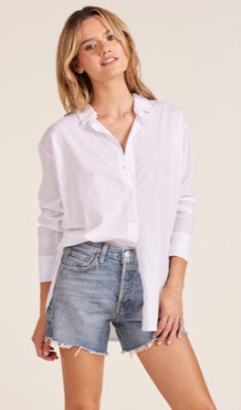 BOBI:  DROP SHOULDER BUTTON FRONT TUNIC TOP