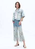 BAYEAS:  HI RISE LACE EMBROIDERED EYELET JEAN