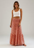 ROSA:  PRINT ELASTICIZED LONG SKIRT/DRESS