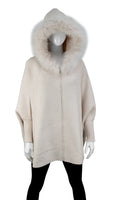 MITCHIES:  ZIP SWEATER JACKET HOODIE W/ FUR TRIM