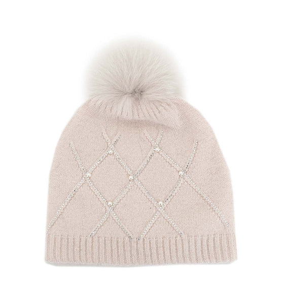 MITCHIES:  DIAMOND WEAVE POM HAT