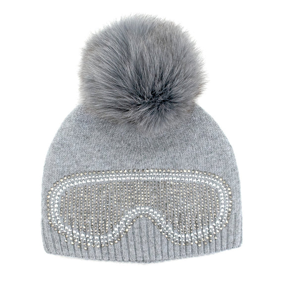 MITCHIES:  GOGGLE BEANIE HAT W/POM