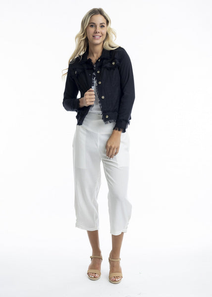 ORIENTIQUE:  LINEN FRINGED EDGE JACKET