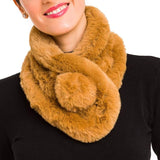 JAYLEY:  FAUX FUR BOBBLE PULL THRU SCARF