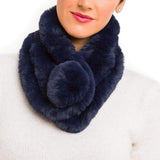 JAYLEY:  FAUX FUR BOBBLE PULL THRU SCARF