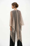 JOSEPH RIBKOFF:  OPEN STITCH DRAPED FRINGE COVER UP
