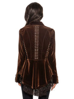 ADORE:  VELVET JACKET W/LACE/GROMMET TRIM