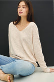 BE COOL:  V NECK COTTON SLUB SWEATER