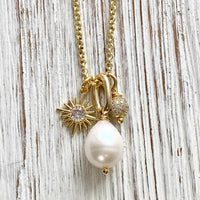 VB&CO:  PEARL/SUN/PAVE NECKLACE