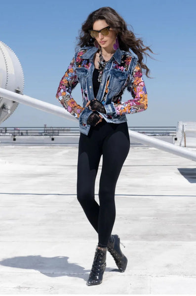 ADORE:  FLORAL EMBROIDERED DENIM JKT