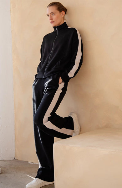 RAE MODE:  STRIPE SLEEVE ZIP UP JACKET