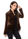 ADORE:  VELVET JACKET W/LACE/GROMMET TRIM