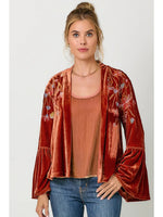 MYSTREE:  EMBROIDERY VELVET KIMONO