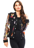 ADORE:  DENIM LACE FLORAL EMBROIDERED JKT