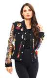ADORE:  DENIM LACE FLORAL EMBROIDERED JKT