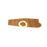 BC BAGS:  FAUX SUEDE BELT/OVAL METAL BUCKLE