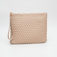 PORTS:  BRAIDED FAUX LEATHER CLUTCH
