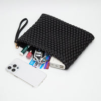 PORTS:  BRAIDED FAUX LEATHER CLUTCH