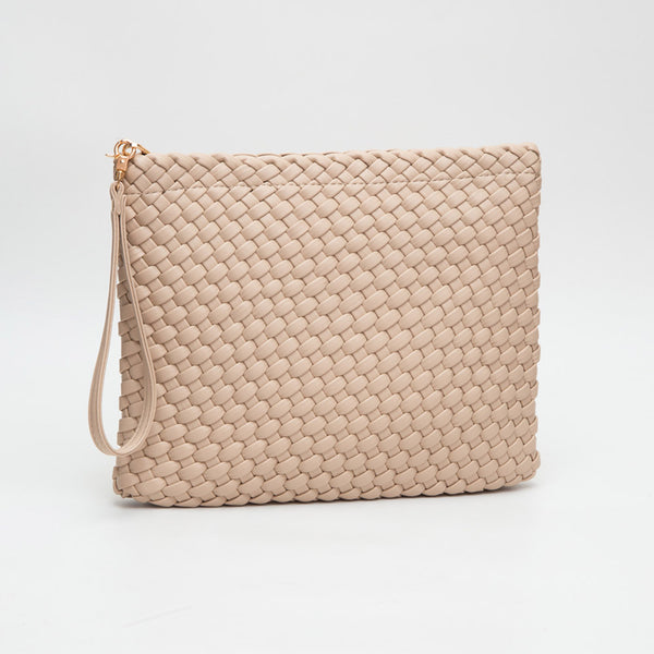 PORTS:  BRAIDED FAUX LEATHER CLUTCH